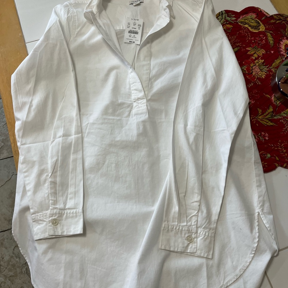 NWT J Crew White Blouse Classic Lightweight Design